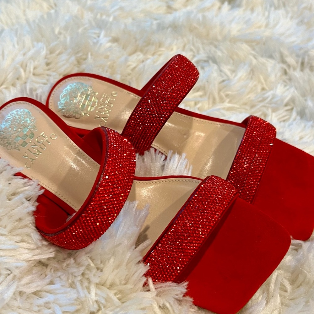 Size 7 Vince Camuto Red Sparkle Bling Heels